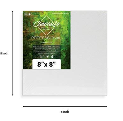 anvasify white gesso primed canvas board for acrylic and oil colour painting | media for artists and students | 8 x 8 inch pack of 4